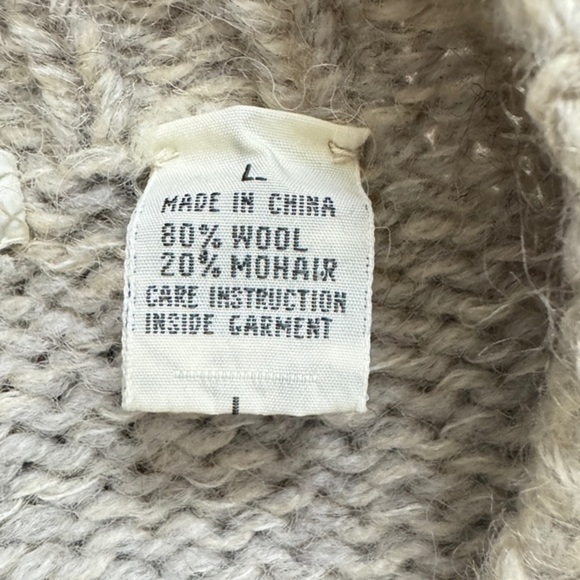 Vintage Hand-Knit Wool Mohair Geometric Burgundy natural fibers large - Picture 4 of 8